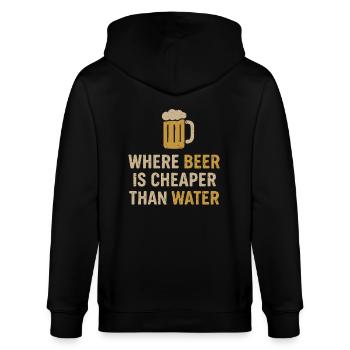 Wo Bier billiger ist als Wasser - Stanley/Stella Unisex Bio-Kapuzenjacke CULTIVATOR  - Schwarz - Hinten - Anna (173cm)