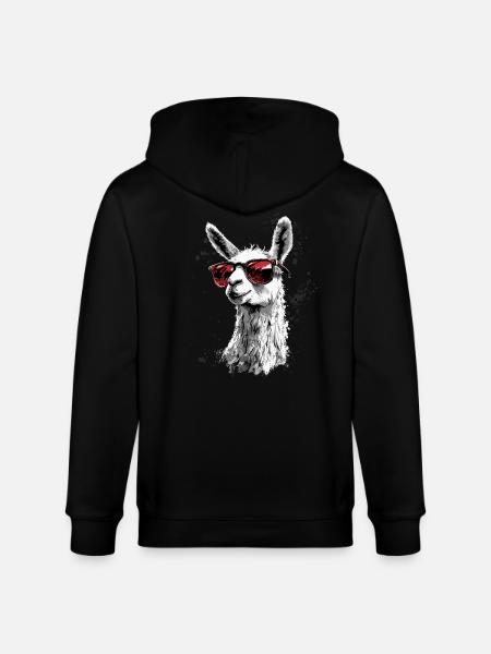 Funny Llama Alpaca - Stanley/Stella CULTIVATOR Unisex Organic Hooded Jacket - black