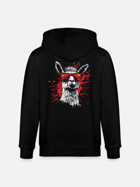Funny Llama Alpaca - Stanley/Stella CULTIVATOR  Unisex Organic Hooded Jacket - black