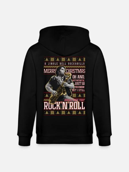 Eddie Rockabilly Saxophon Hässlicher Weihnachtspullover - Stanley/Stella Unisex Bio-Kapuzenjacke CULTIVATOR - Schwarz