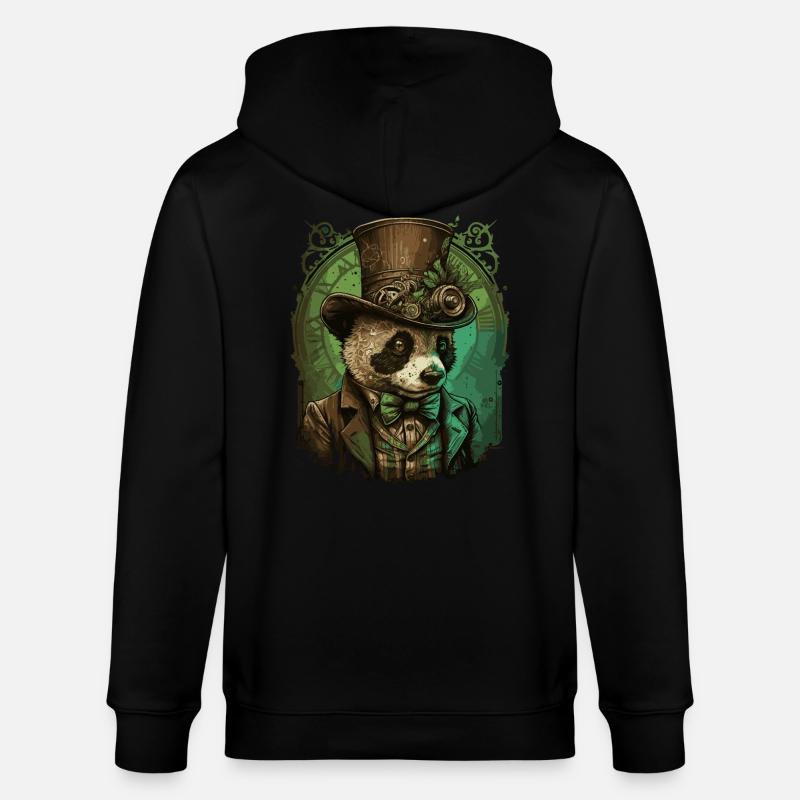 Steampunk Panda Ours - Veste à capuche bio CULTIVATOR Stanley/Stella Unisexe - noir