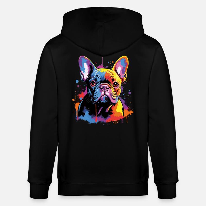 Bouledogue français mignon - Veste à capuche bio CULTIVATOR Stanley/Stella Unisexe - noir