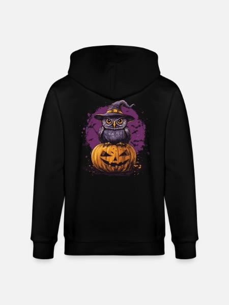 Funny Halloween Owl - Stanley/Stella CULTIVATOR  Unisex Organic Hooded Jacket - black