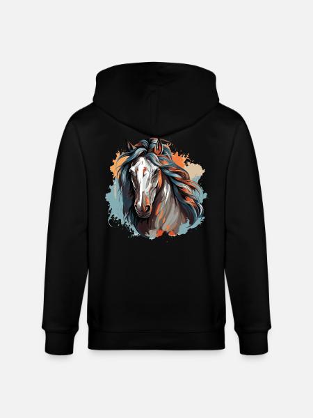 Love of horses - Stanley/Stella CULTIVATOR  Unisex Organic Hooded Jacket - black