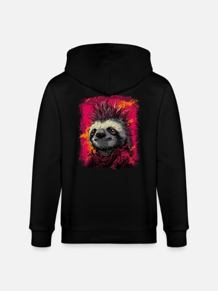 Cool Punk Rock Sloth - Stanley/Stella CULTIVATOR  Unisex Organic Hooded Jacket - black