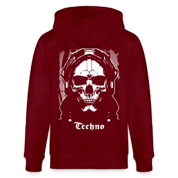 Techno - Stanley/Stella Unisex Bio-Kapuzenjacke CULTIVATOR  - Burgunderrot - Hinten - Anna (173cm)