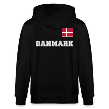 Dänemark Trikot Look – DANMARK mit Fahne Flagge - Stanley/Stella Unisex Bio-Kapuzenjacke CULTIVATOR  - Schwarz - Hinten - Anna (173cm)