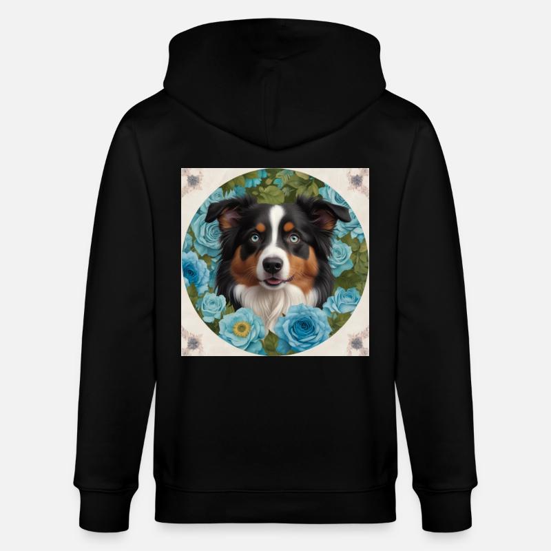 Blauäugiger Australian Shepherd - Stanley/Stella Unisex Bio-Kapuzenjacke CULTIVATOR  - Schwarz