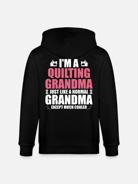 Jeg er en quiltende bestemor akkurat som en vanlig bestemor - Stanley/Stella CULTIVATOR økologisk unisex hettejakke - svart