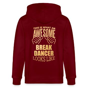 Breakdancer - Stanley/Stella Unisex Bio-Kapuzenjacke CULTIVATOR  - Burgunderrot - Hinten - Anna (173cm)