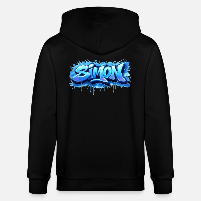 Graffiti  SIMON Prénom cadeau idéal imprimable  - Veste à capuche bio CULTIVATOR Stanley/Stella Unisexe - noir
