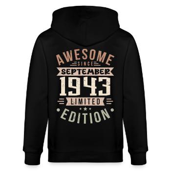 1943 Septembre Anniversaire Né en septembre 1943 - Veste à capuche bio CULTIVATOR Stanley/Stella Unisexe - noir - Dos - Anna (173cm)