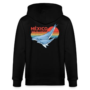 Buckelwale Mexiko - Stanley/Stella Unisex Bio-Kapuzenjacke CULTIVATOR  - Schwarz - Hinten - Anna (173cm)