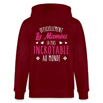 Officiellement La Mamou Incroyable - Veste à capuche bio CULTIVATOR Stanley/Stella Unisexe - bordeaux - Dos - Anna (173cm)