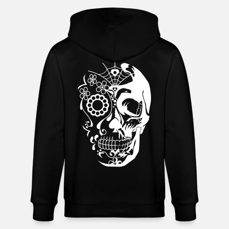 skull white - Veste à capuche bio CULTIVATOR Stanley/Stella Unisexe - noir