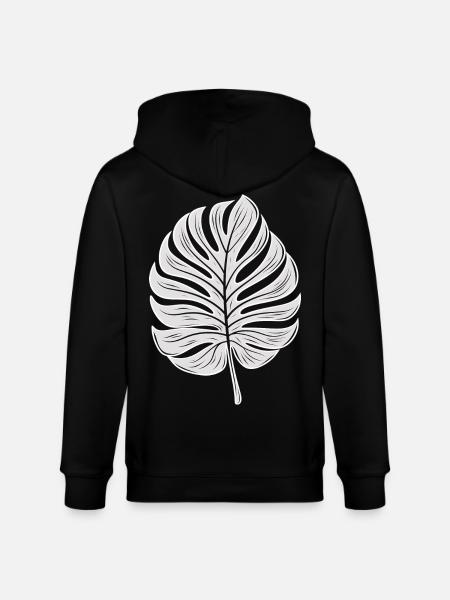 Cool Monstera Leaf, Plants Motif - Stanley/Stella CULTIVATOR Unisex Organic Hooded Jacket - black