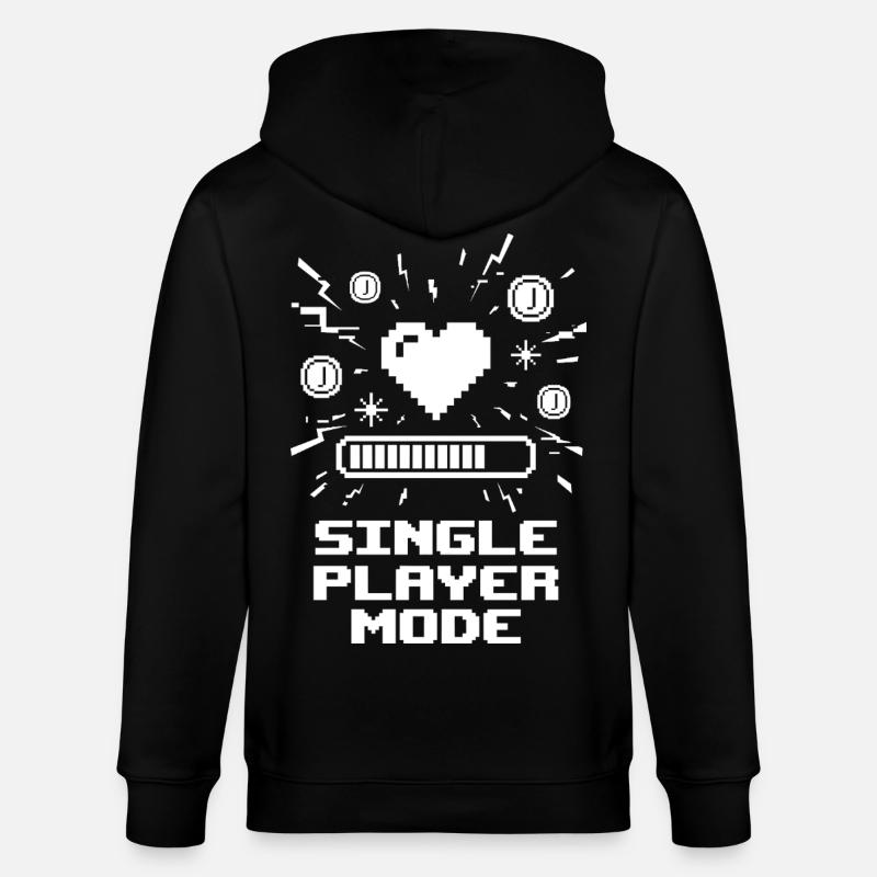 Single Player Mode Gamer Herz - Stanley/Stella Unisex Bio-Kapuzenjacke CULTIVATOR  - Schwarz