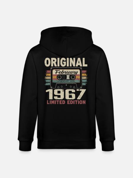 February 1967, February 1967 Birthday Gift - Stanley/Stella CULTIVATOR Unisex Organic Hooded Jacket - black