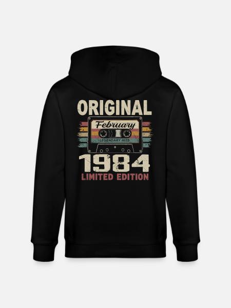 February 1984, February 1984 Birthday Gift - Stanley/Stella CULTIVATOR  Unisex Organic Hooded Jacket - black
