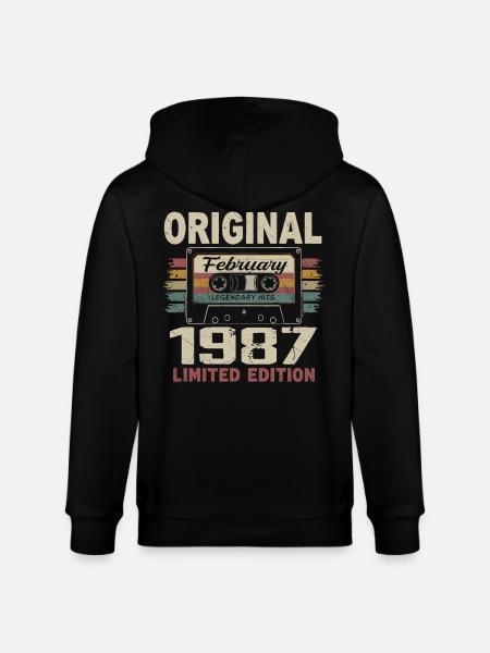 February 1987, February 1987 Birthday Gift - Stanley/Stella CULTIVATOR Unisex Organic Hooded Jacket - black