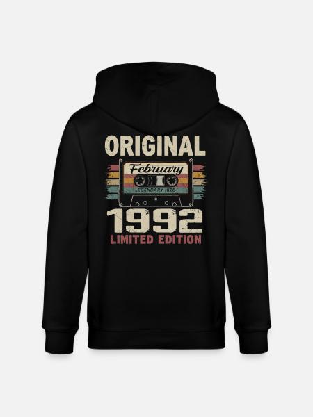 February 1992, February 1992 Birthday Gift - Stanley/Stella CULTIVATOR Unisex Organic Hooded Jacket - black