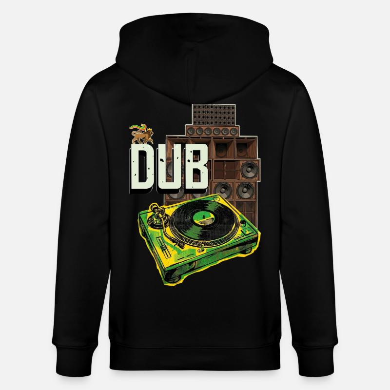 Dub Reggae Soundsystem Turntable - Stanley/Stella CULTIVATOR  Unisex Organic Hooded Jacket - black