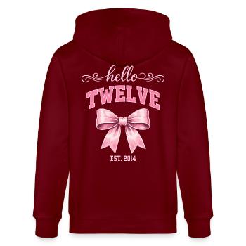 Hallo Zwölf 12-Jähriger ist Geburtstagsknoten 2014 - Stanley/Stella Unisex Bio-Kapuzenjacke CULTIVATOR  - Burgunderrot - Hinten - Anna (173cm)
