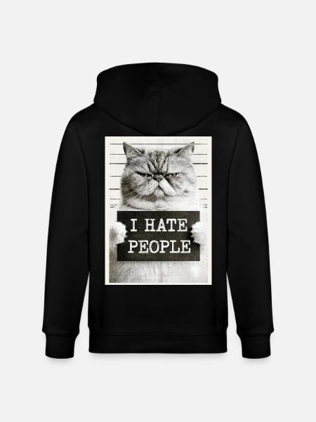 GrimmigerKater I HATE PEOPLE - Stanley/Stella CULTIVATOR Unisex Organic Hooded Jacket - black