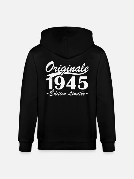 Original 1945 Limited Edition - Stanley/Stella CULTIVATOR  Unisex Organic Hooded Jacket - black