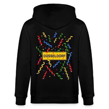 Düsseldorf Karneval Konfetti Kostüm Ortsschild - Stanley/Stella Unisex Bio-Kapuzenjacke CULTIVATOR  - Schwarz - Hinten - Anna (173cm)