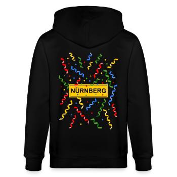 Nürnberg Fasching Konfetti Kostüm Ortsschild - Stanley/Stella Unisex Bio-Kapuzenjacke CULTIVATOR  - Schwarz - Hinten - Anna (173cm)
