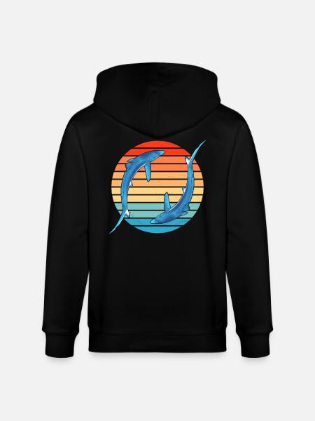 Blue Shark Retro Sunset - Stanley/Stella CULTIVATOR Unisex Organic Hooded Jacket - black