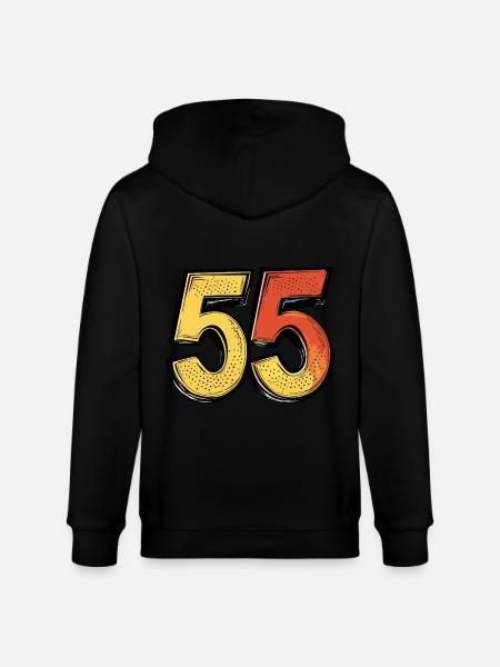 55 Zahl Bunt - Stanley/Stella Unisex Bio-Kapuzenjacke CULTIVATOR  - Schwarz