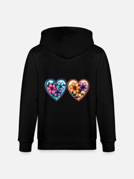 Herzen Liebe Blumen - Stanley/Stella Unisex Bio-Kapuzenjacke CULTIVATOR - Schwarz