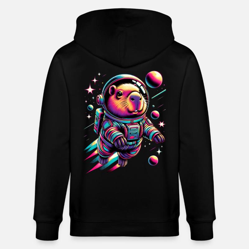 Capybaras Mignon Capybara Astronaute - Veste à capuche bio CULTIVATOR Stanley/Stella Unisexe - noir