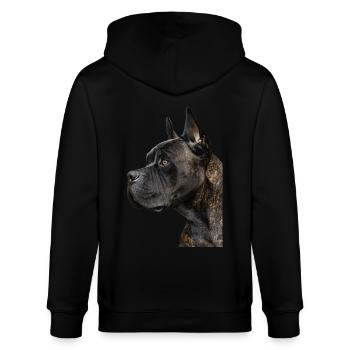 Cane Corso - Stanley/Stella Unisex Bio-Kapuzenjacke CULTIVATOR  - Schwarz - Hinten - Anna (173cm)