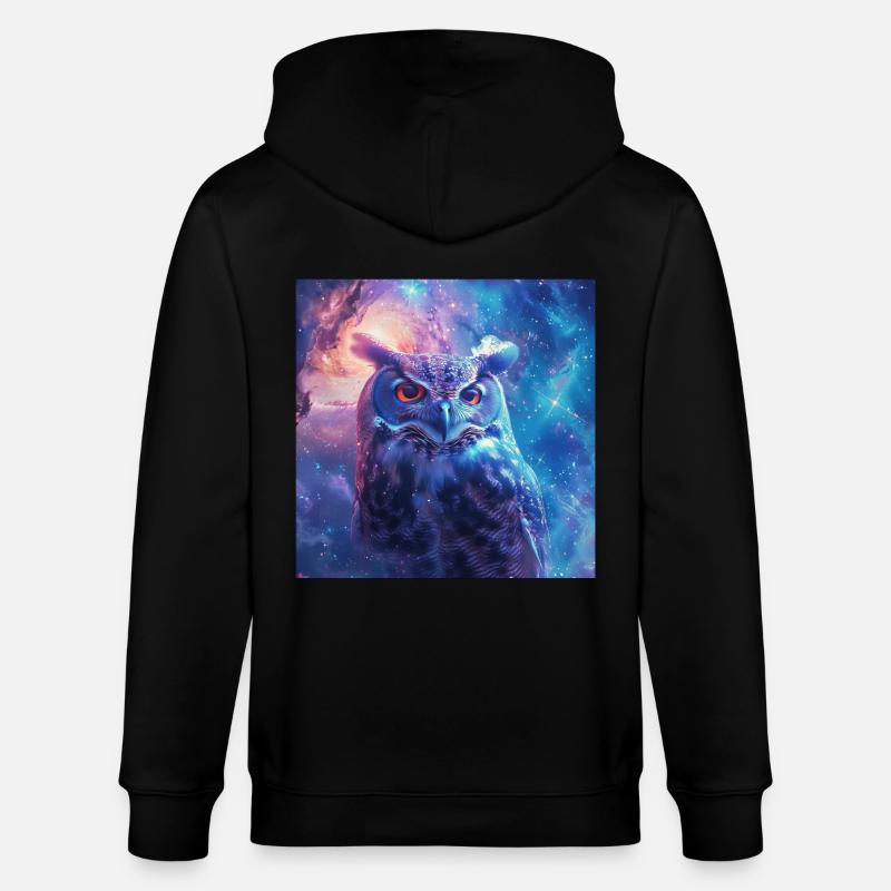 Eule - Stanley/Stella Unisex Bio-Kapuzenjacke CULTIVATOR  - Schwarz