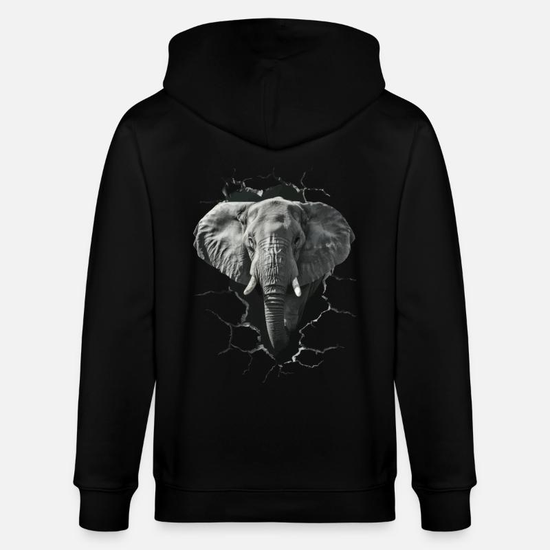 Elefant - Stanley/Stella Unisex Bio-Kapuzenjacke CULTIVATOR  - Schwarz