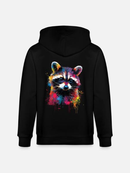 Raccoon - Stanley/Stella CULTIVATOR  Unisex Organic Hooded Jacket - black