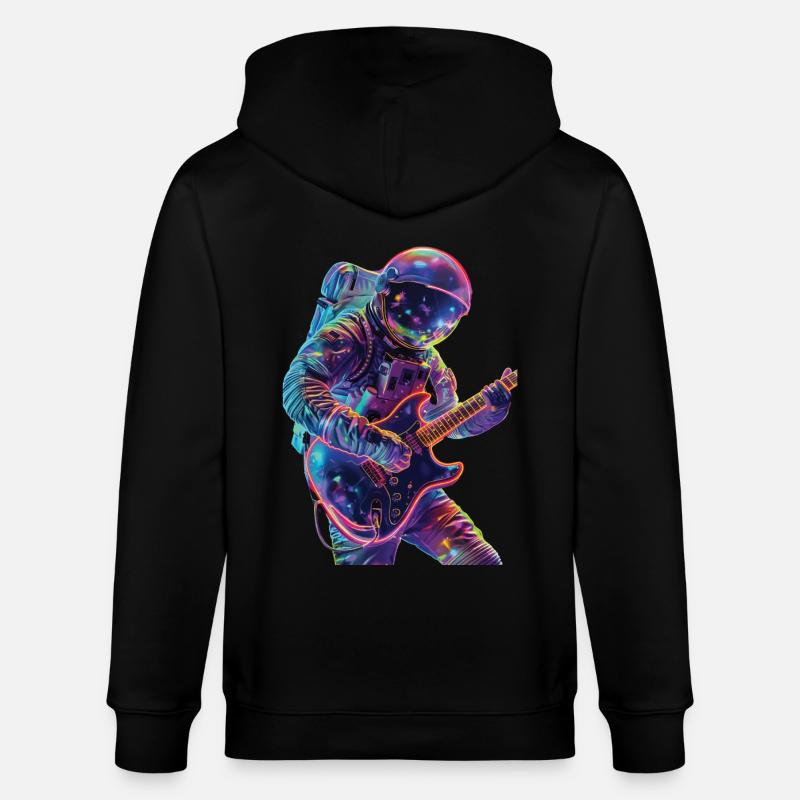 Guitare astronaute - Veste à capuche bio CULTIVATOR Stanley/Stella Unisexe - noir