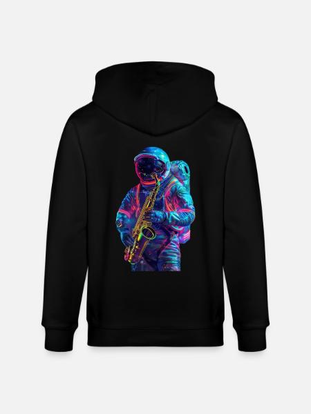 Saxophone astronaute - Veste à capuche bio CULTIVATOR Stanley/Stella Unisexe - noir
