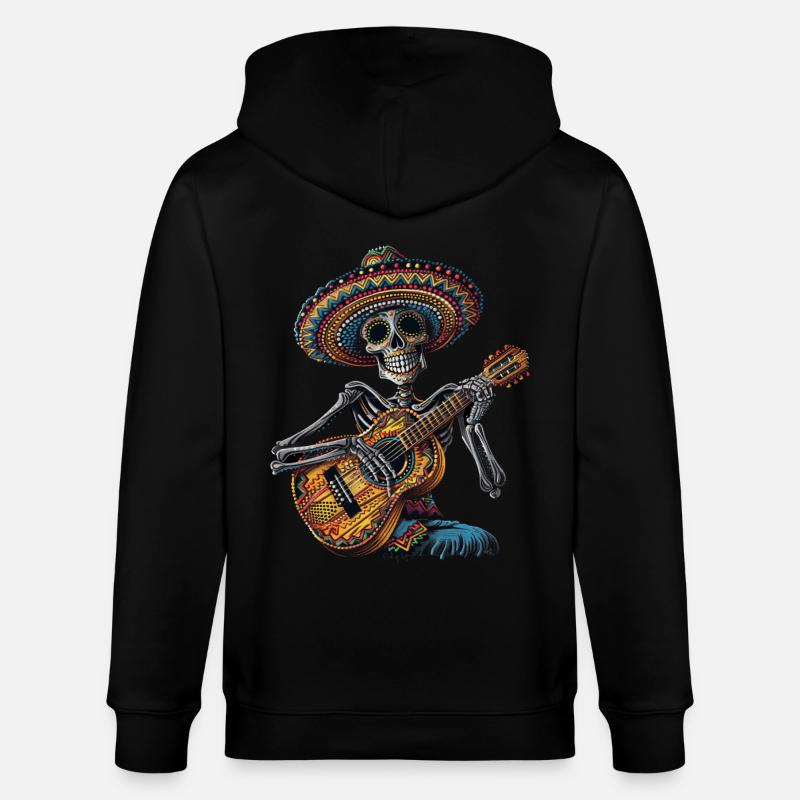 Ukulélé Mexicain Squelette - Veste à capuche bio CULTIVATOR Stanley/Stella Unisexe - noir