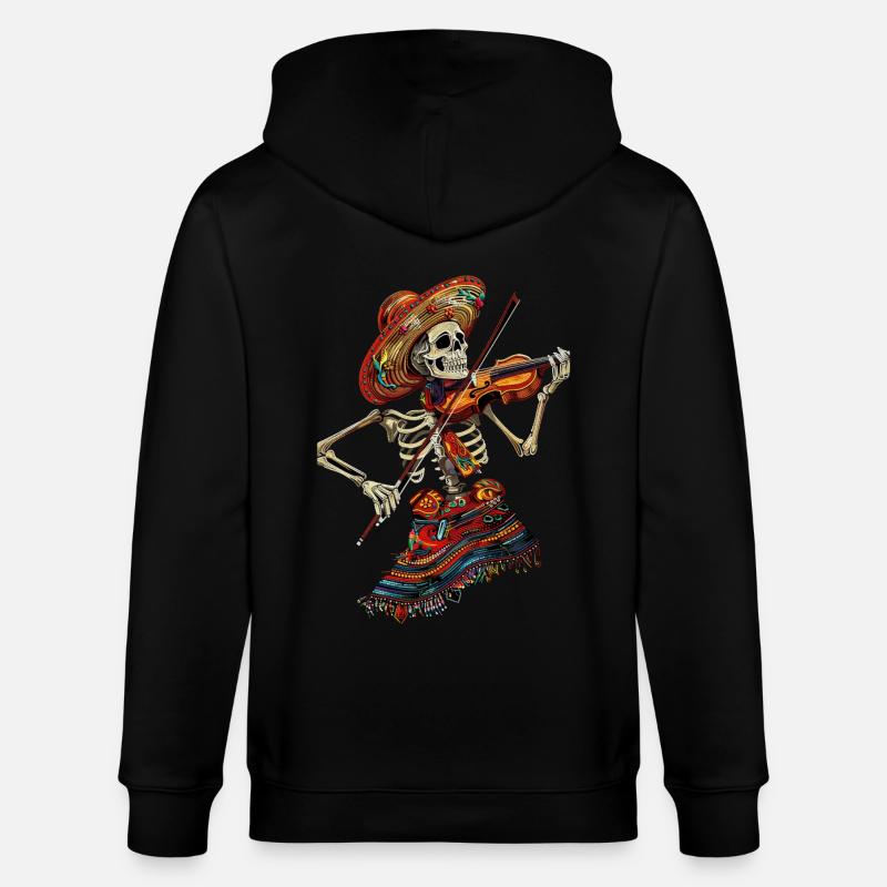Squelette de violon mexicain - Veste à capuche bio CULTIVATOR Stanley/Stella Unisexe - noir