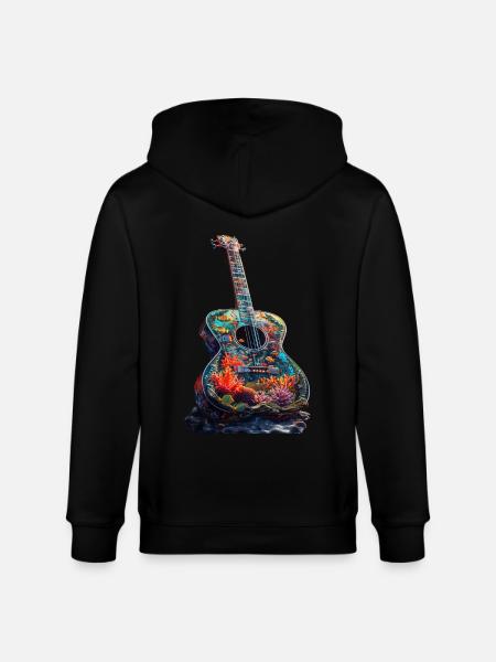 Guitare Poisson - Veste à capuche bio CULTIVATOR Stanley/Stella Unisexe - noir