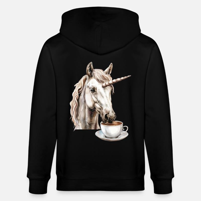 Einhorn Kaffee - Stanley/Stella Unisex Bio-Kapuzenjacke CULTIVATOR - Schwarz