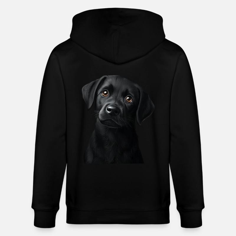 Schwarzer Labrador - Stanley/Stella Unisex Bio-Kapuzenjacke CULTIVATOR  - Schwarz
