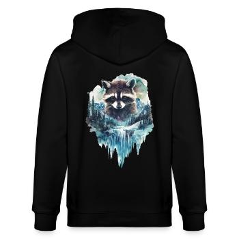Waschbär - Stanley/Stella Unisex Bio-Kapuzenjacke CULTIVATOR  - Schwarz - Hinten - Anna (173cm)
