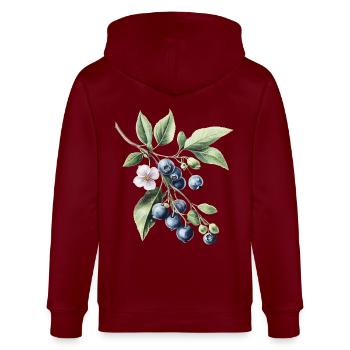 Blaubeeren - Stanley/Stella Unisex Bio-Kapuzenjacke CULTIVATOR  - Burgunderrot - Hinten - Anna (173cm)