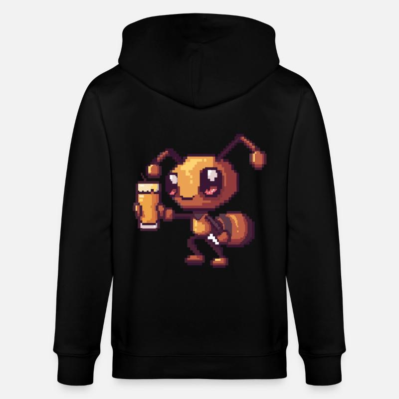 Ameise Pixel Bier - Stanley/Stella Unisex Bio-Kapuzenjacke CULTIVATOR  - Schwarz