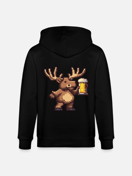 Moose Pixel Beer - Stanley/Stella CULTIVATOR  Unisex Organic Hooded Jacket - black